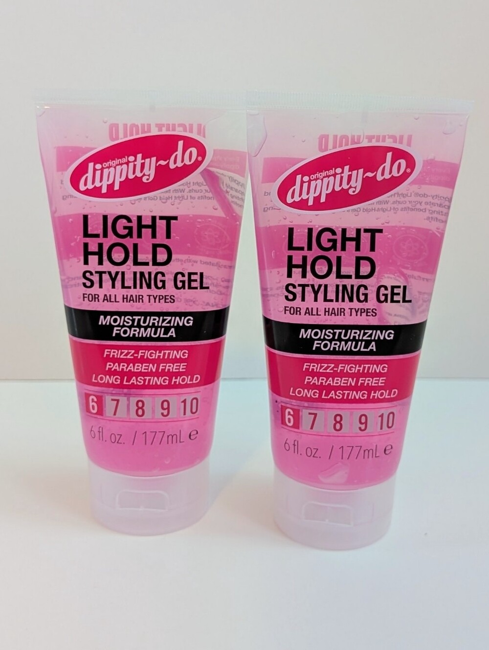 Original Dippity-Do Light Hold Hair Gel Moisturizing Formula 6oz 2-Pack